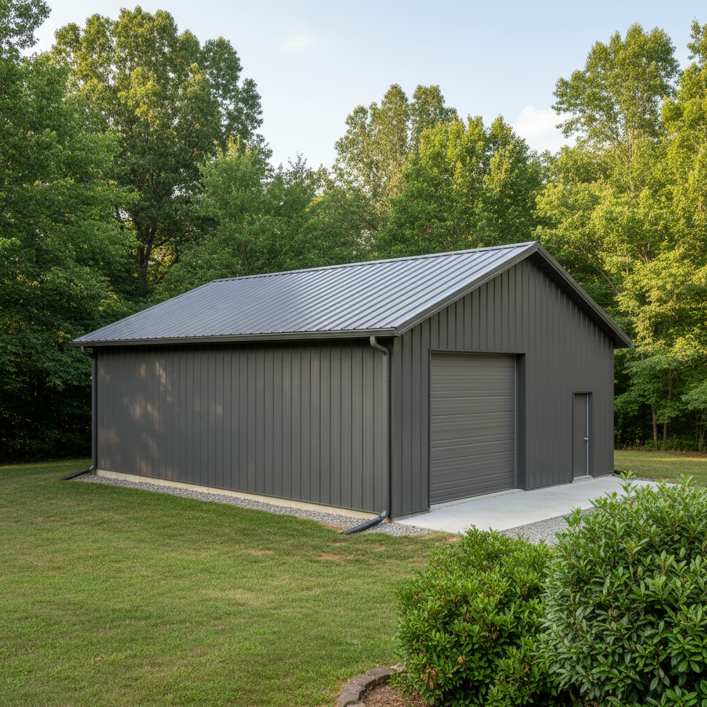 Completed metal building installation work at a residential property in Knoxville, TN