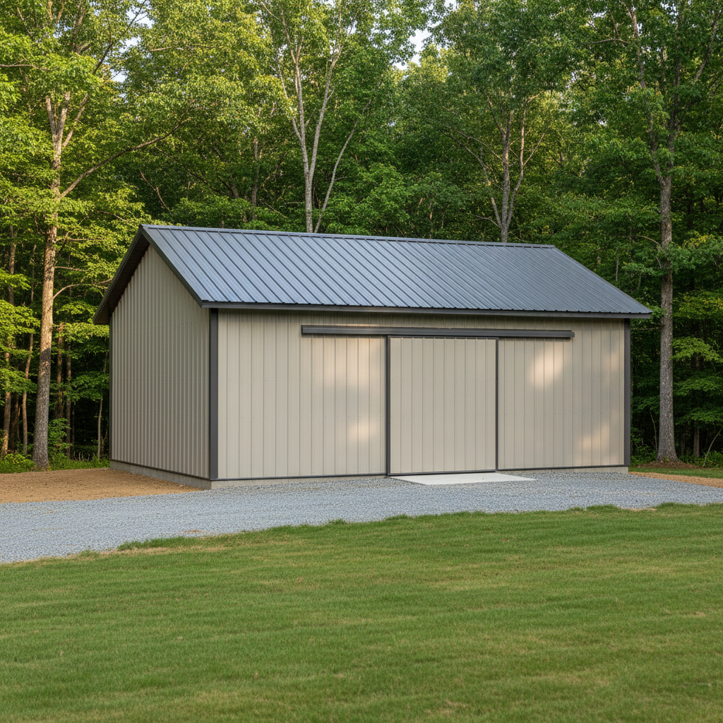 Completed metal pole barns work at a residential property in Asheville, TN