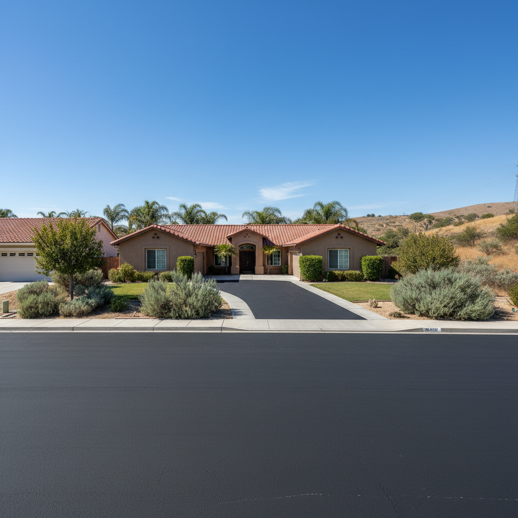 Completed slurry coating work at a residential property in Lake Elsinore, CA