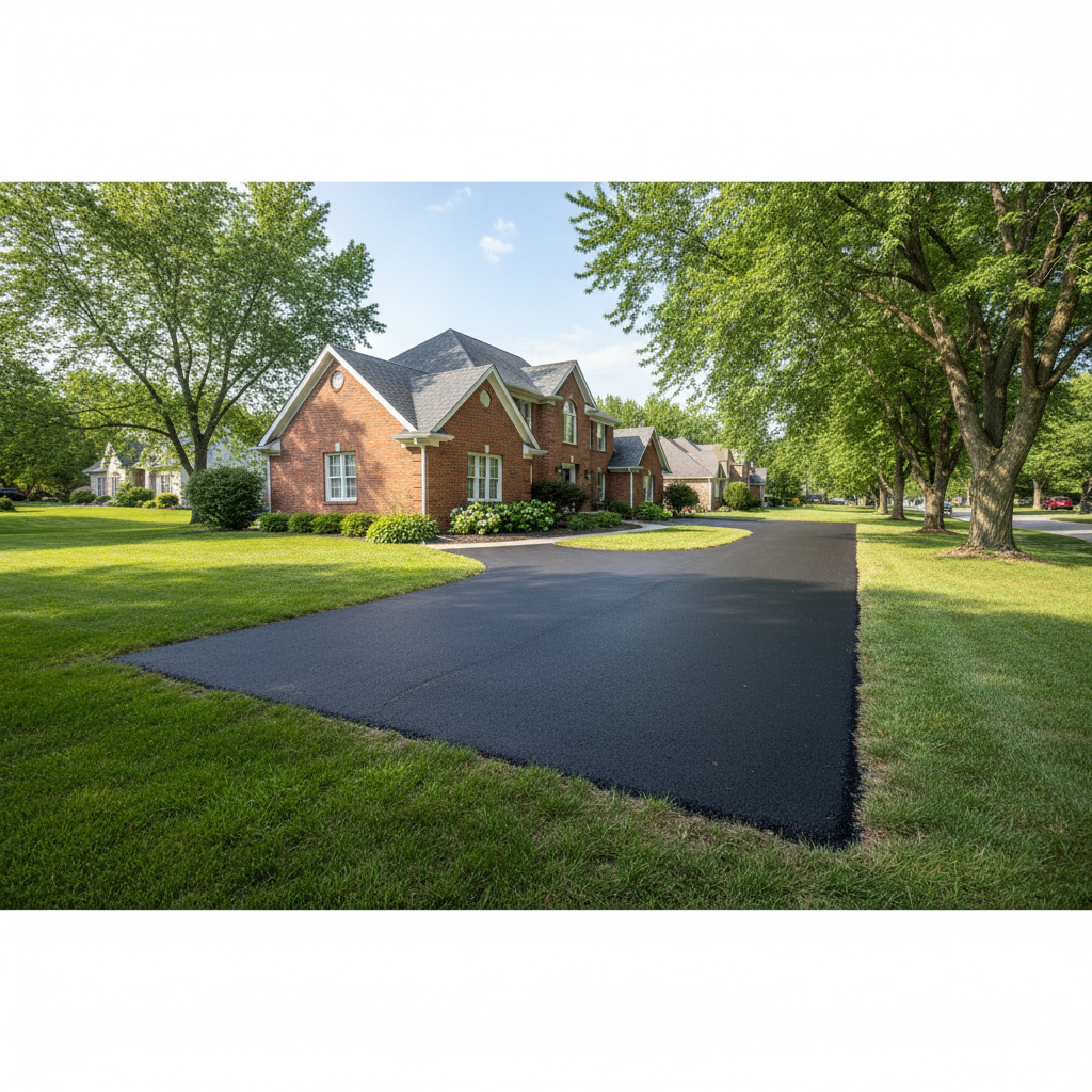 Completed asphalt paving work at a residential property in Lansing, MI