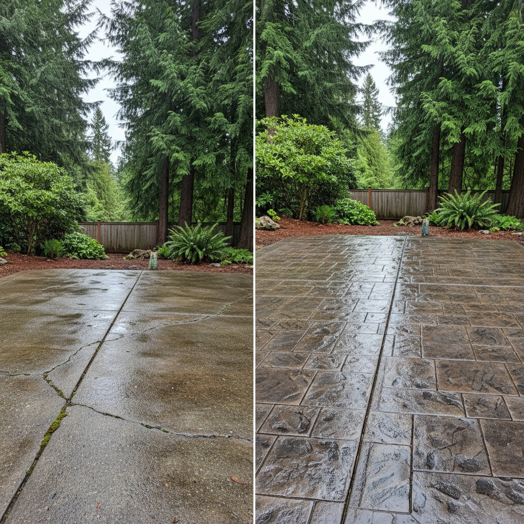 Completed stamped concrete work at a residential property in Bothell, WA