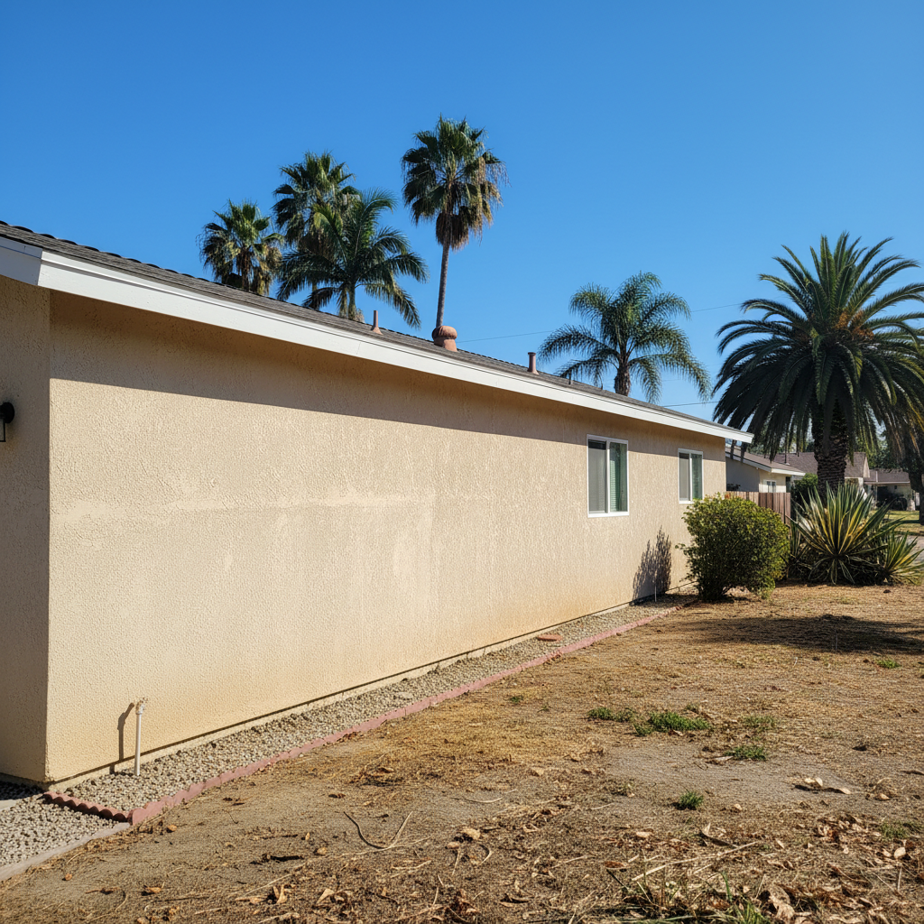 Completed stucco repair work at a residential property in Costa Mesa, CA