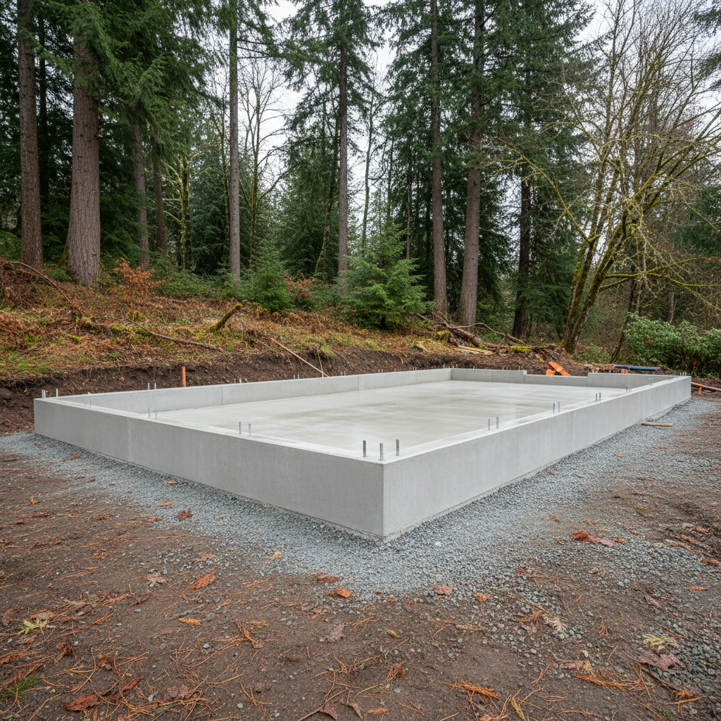 Completed concrete foundations work at a residential property in Bothell, WA