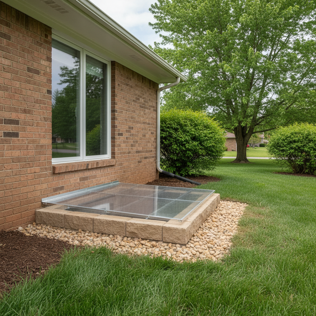Completed egress window installation work at a residential property in Pittsburg, KS