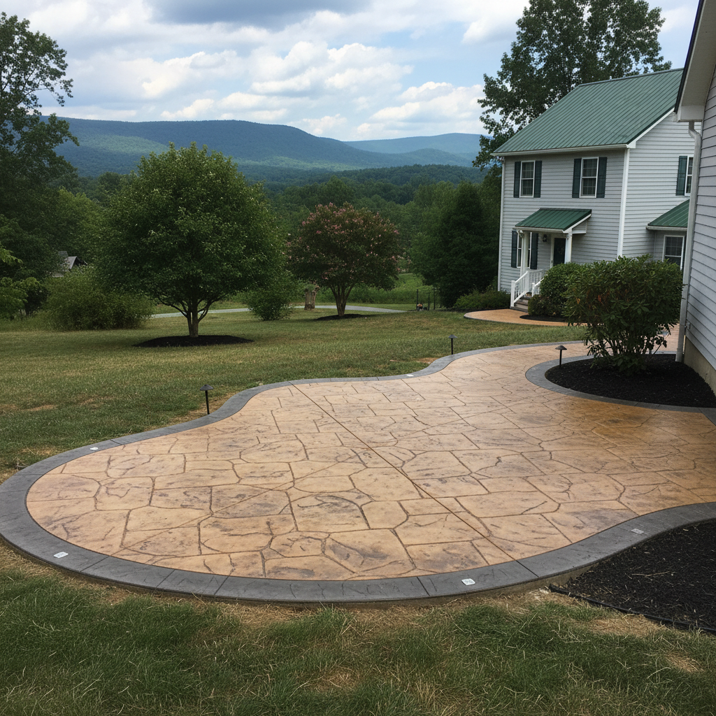 Completed decorative concrete work at a residential property in Cedar Grove, WV