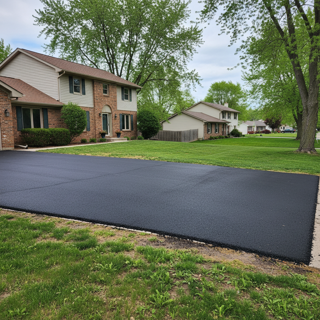 Completed asphalt repair work at a residential property in Lansing, MI