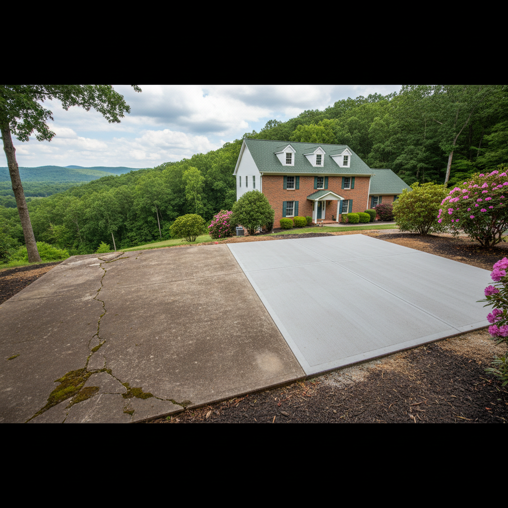 Completed concrete foundations work at a residential property in Cedar Grove, WV