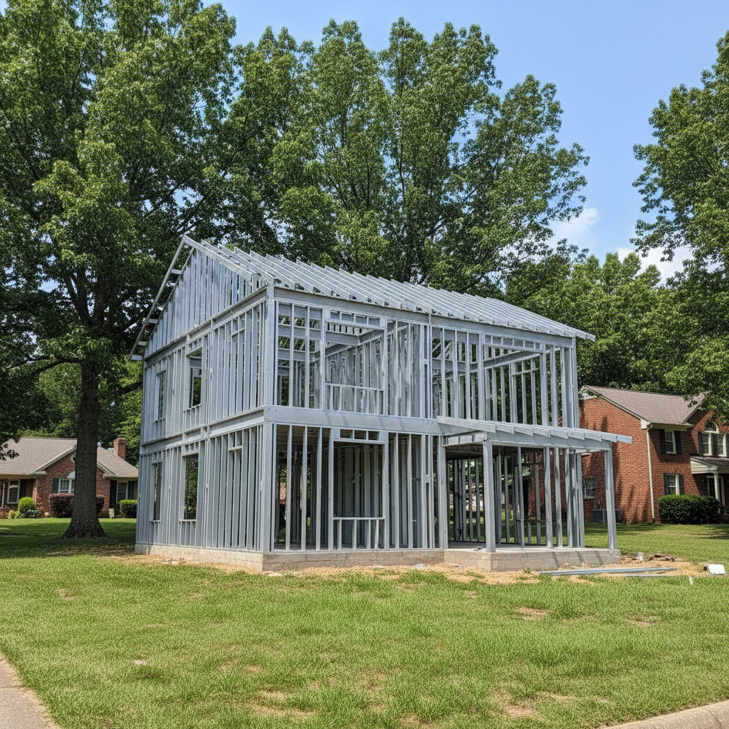Completed steel frame erection work at a residential property in Knoxville, TN