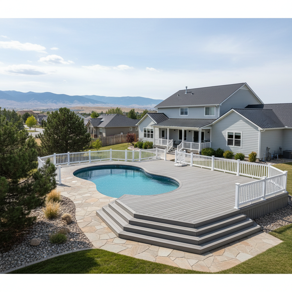 Completed pool decks work at a residential property in Kaysville, UT