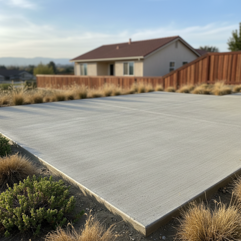 Completed concrete patios work at a residential property in Tracy, CA