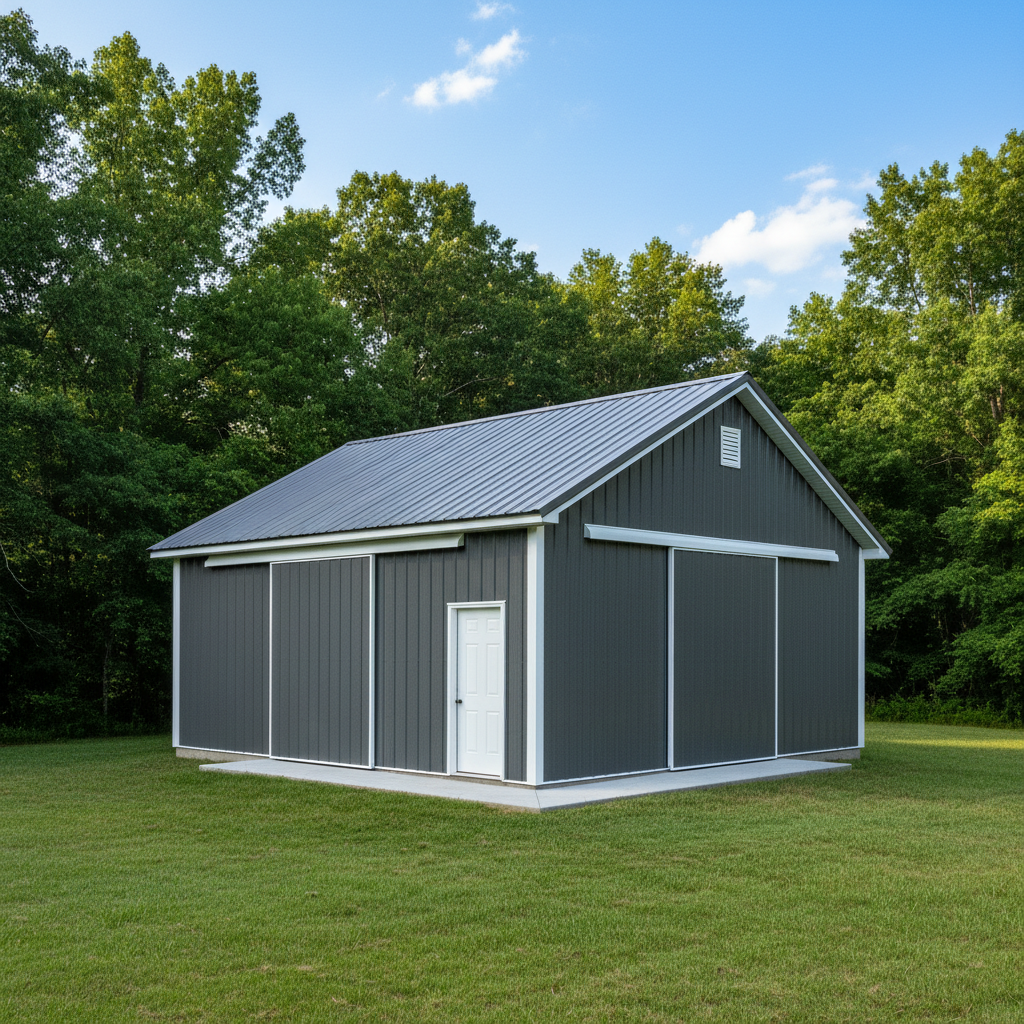 Completed metal pole barns work at a residential property in Knoxville, TN