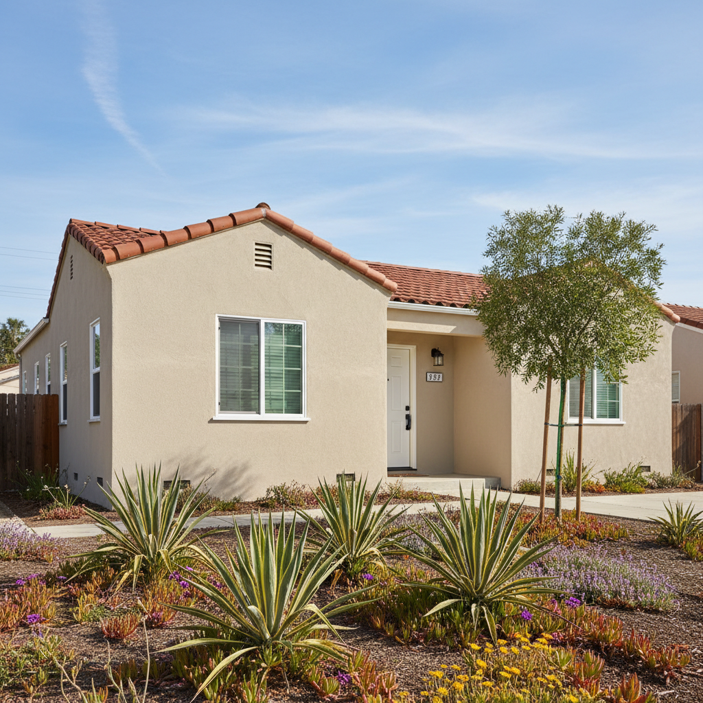 Completed stucco replacement work at a residential property in Costa Mesa, CA