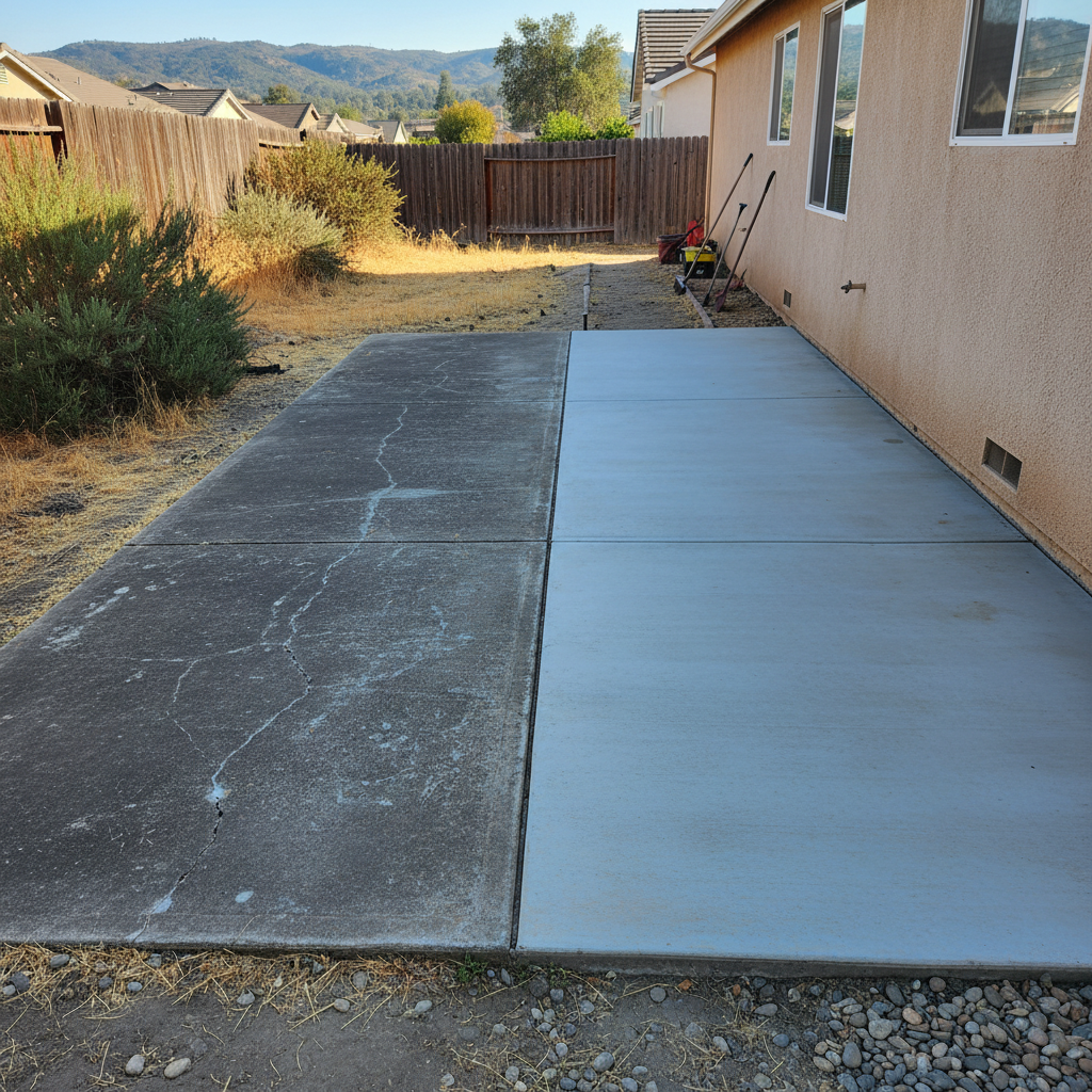 Completed concrete repair work at a residential property in Tracy, CA