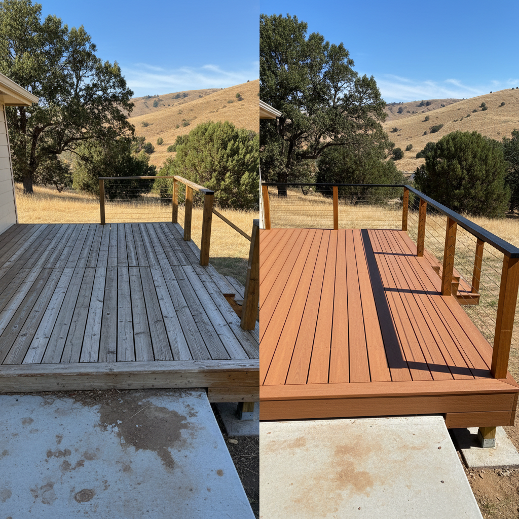 Completed deck construction work at a residential property in Kaysville, UT