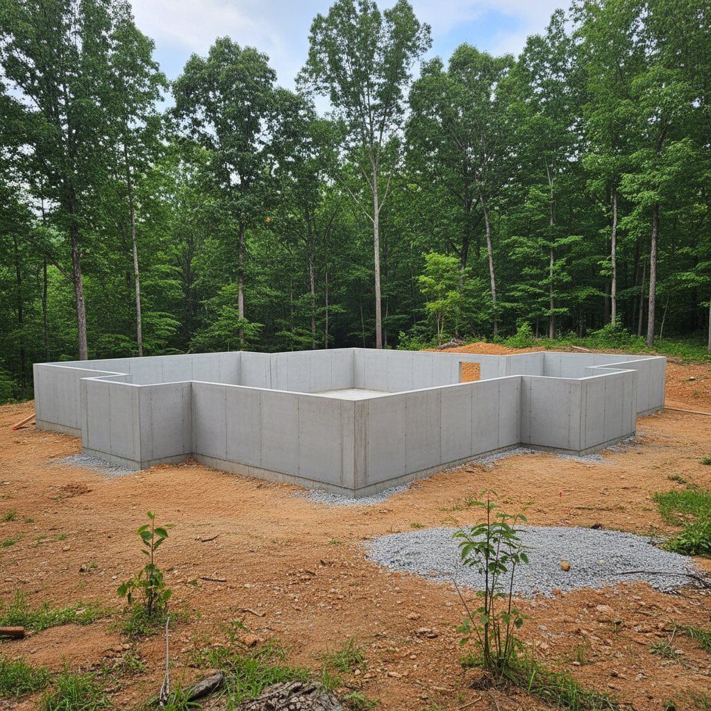 Completed concrete foundations work at a residential property in Cedar Grove, WV