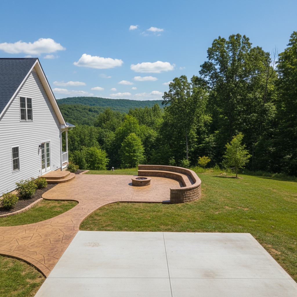 Completed decorative concrete work at a residential property in Cedar Grove, WV