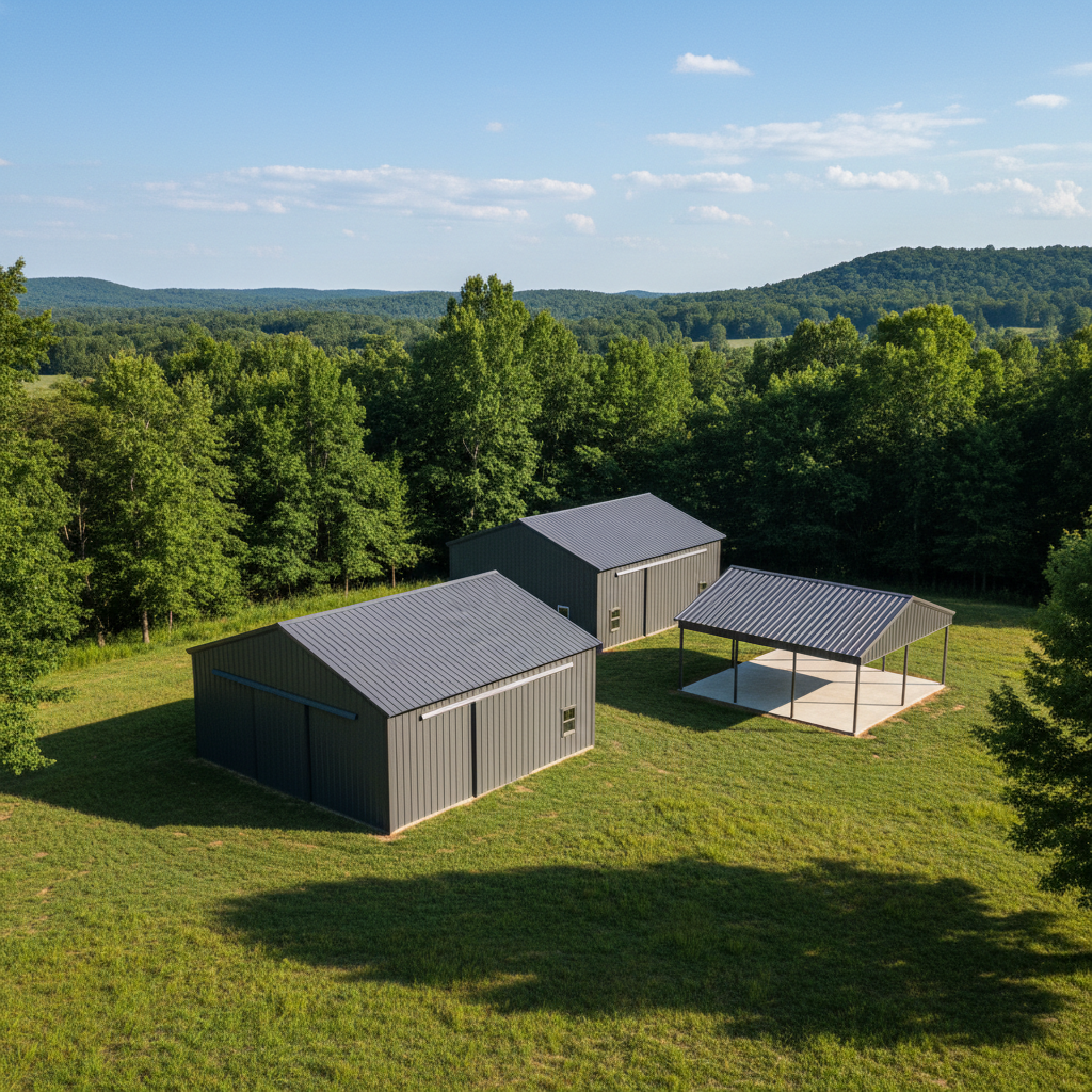 Completed metal pole barns work at a residential property in Asheville, TN