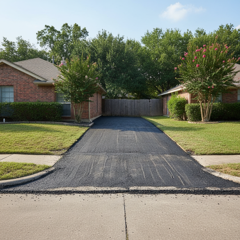 Completed asphalt milling work at a residential property in Dallas, TX