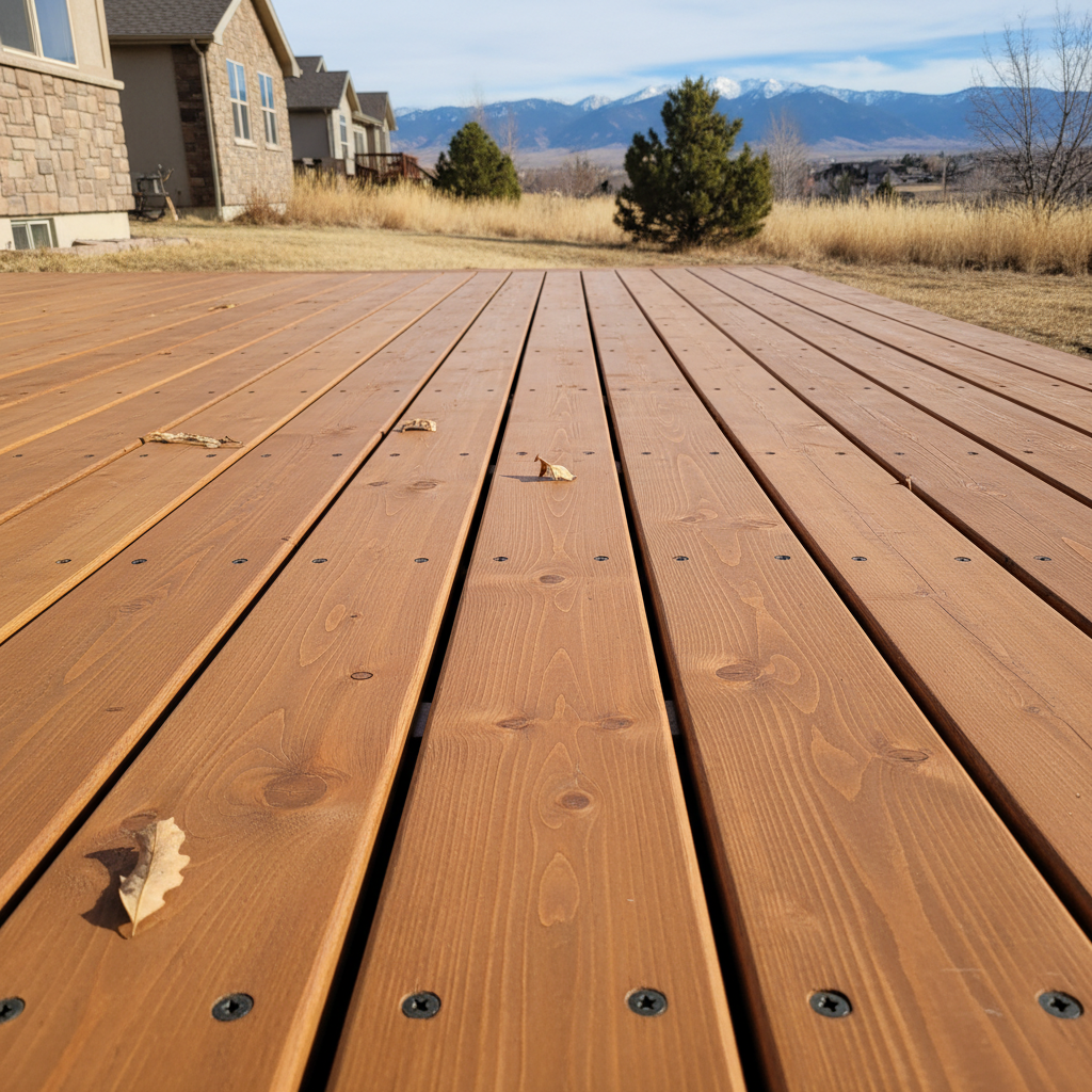 Completed wooden decks work at a residential property in Kaysville, UT