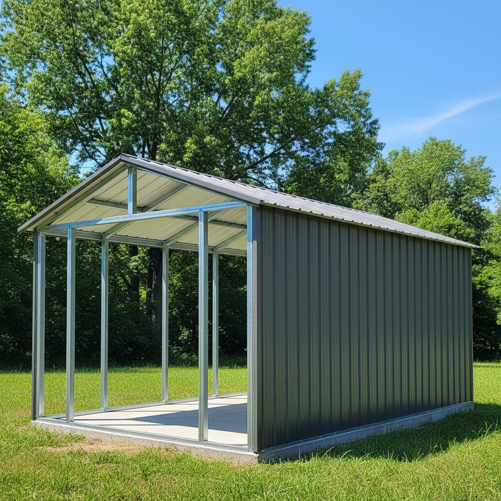 Completed metal frame sheds work at a residential property in Kingsport, TN