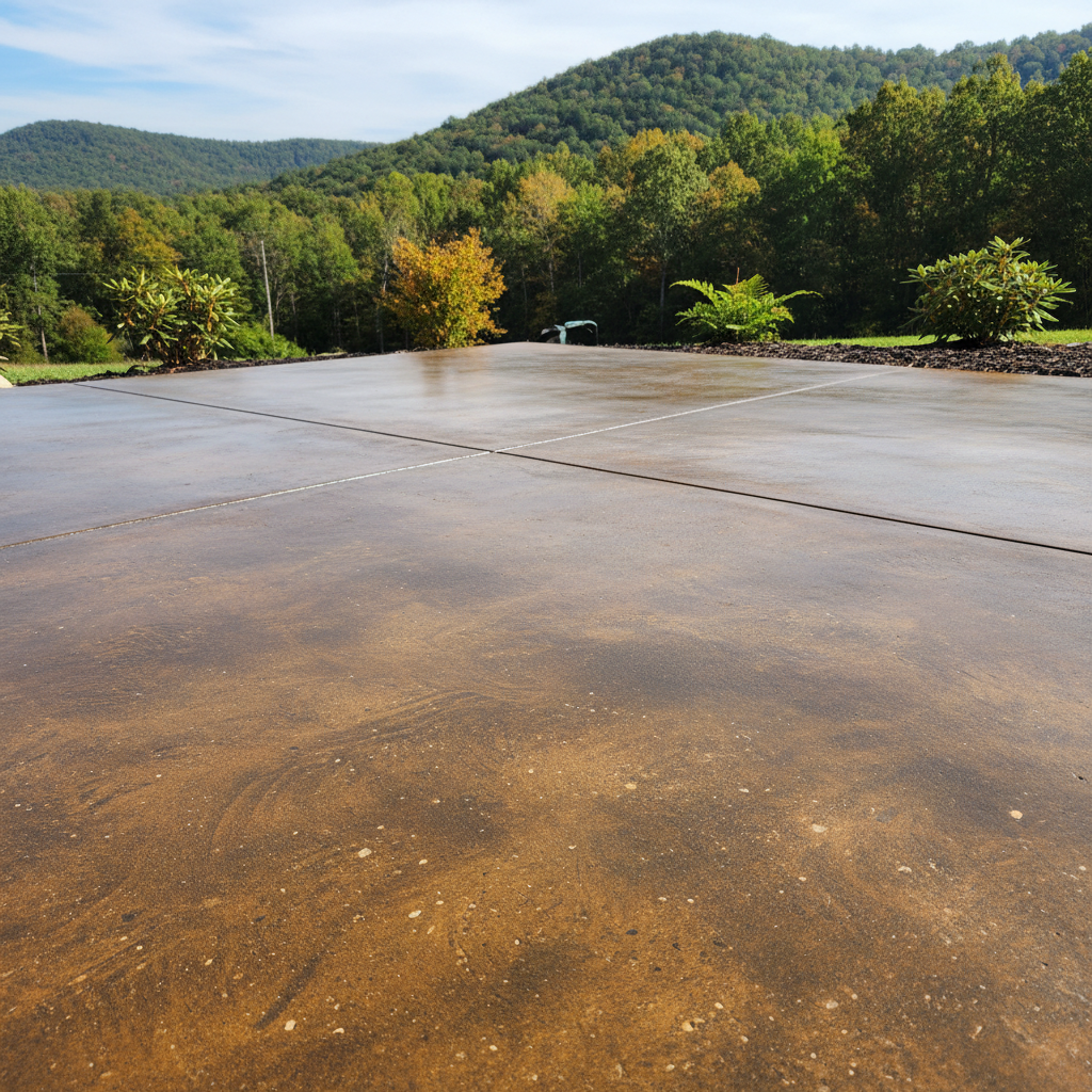 Completed concrete staining work at a residential property in Cedar Grove, WV