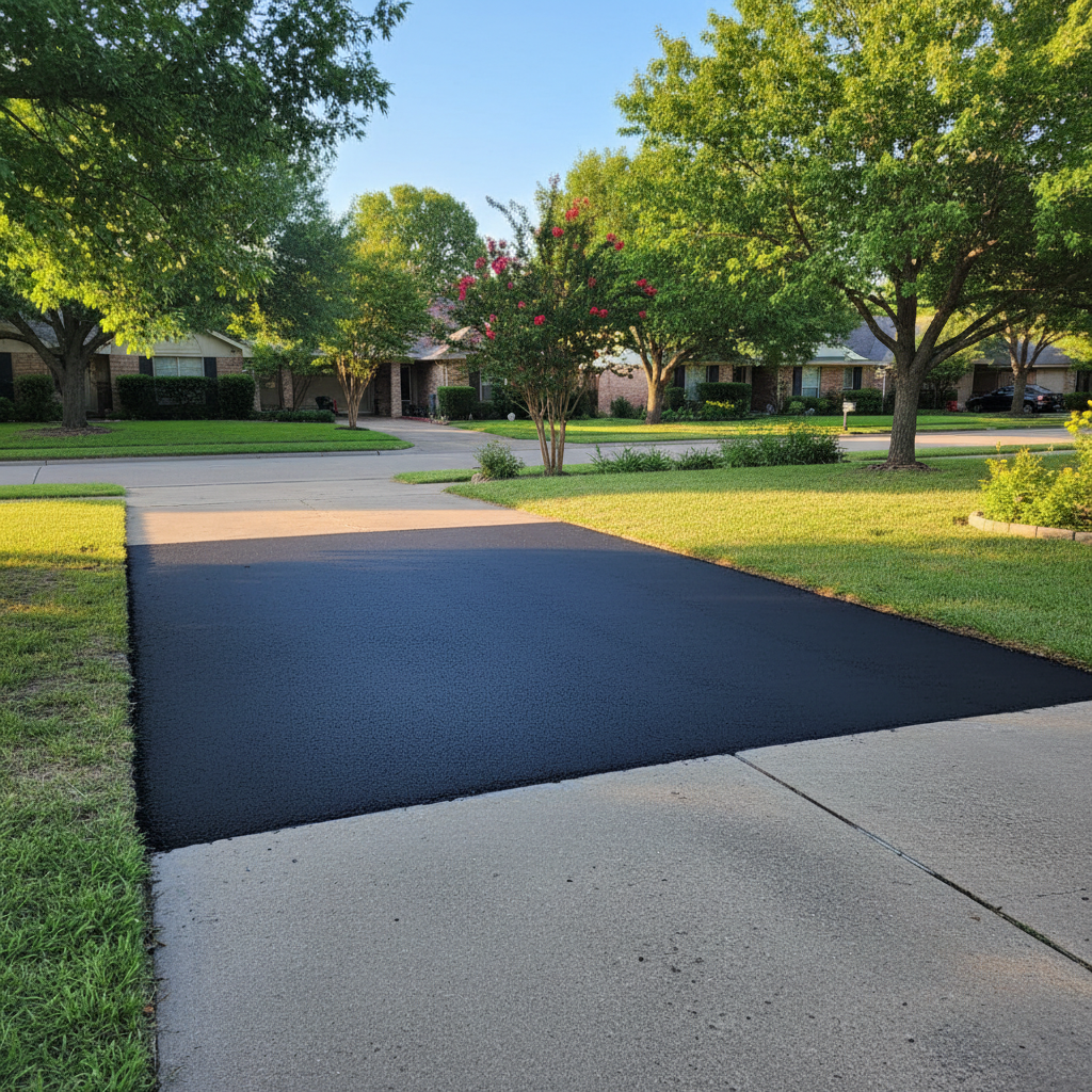 Completed asphalt patching work at a residential property in Dallas, TX