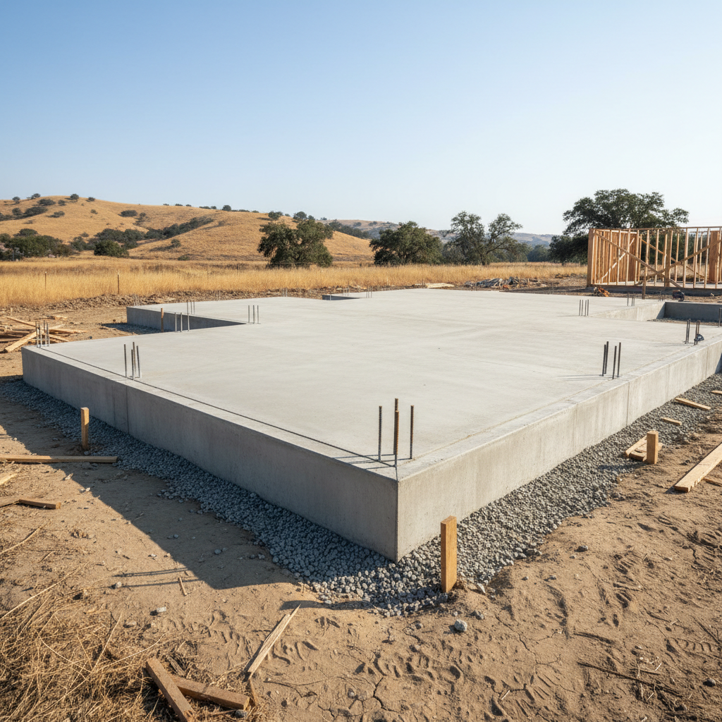 Completed concrete foundations work at a residential property in Tracy, CA