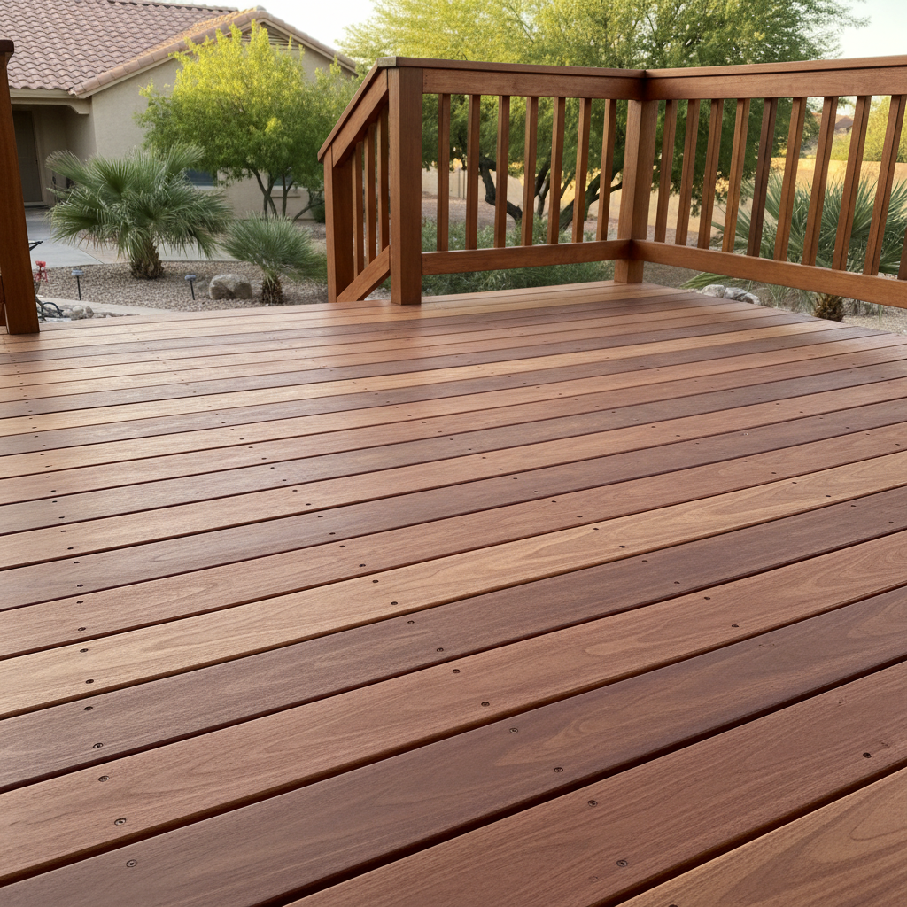 Completed wooden decks work at a residential property in Peoria, AZ