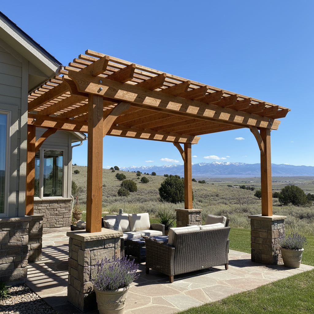 Completed pergola construction work at a residential property in Kaysville, UT