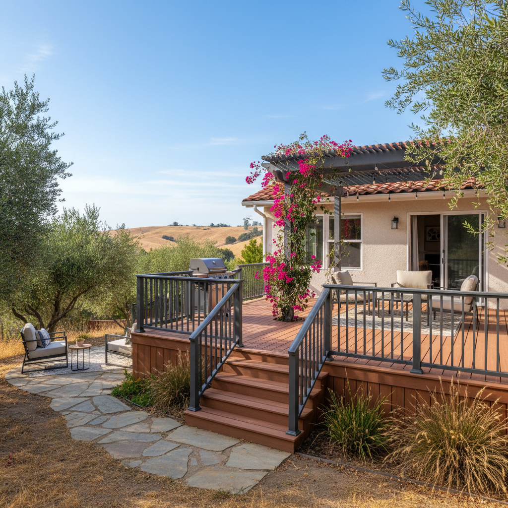 Completed composite decks work at a residential property in Fresno, CA
