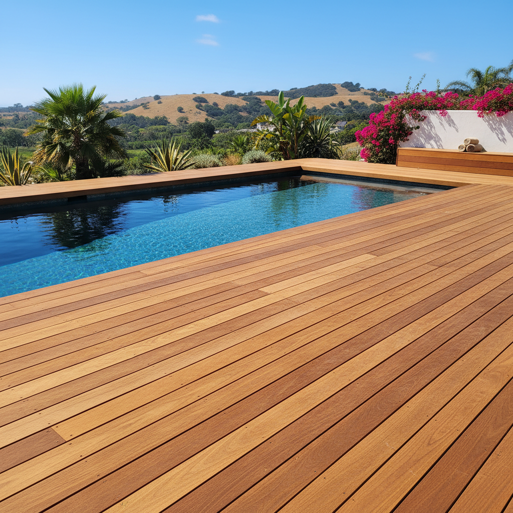 Completed pool decks work at a residential property in Oceanside, CA