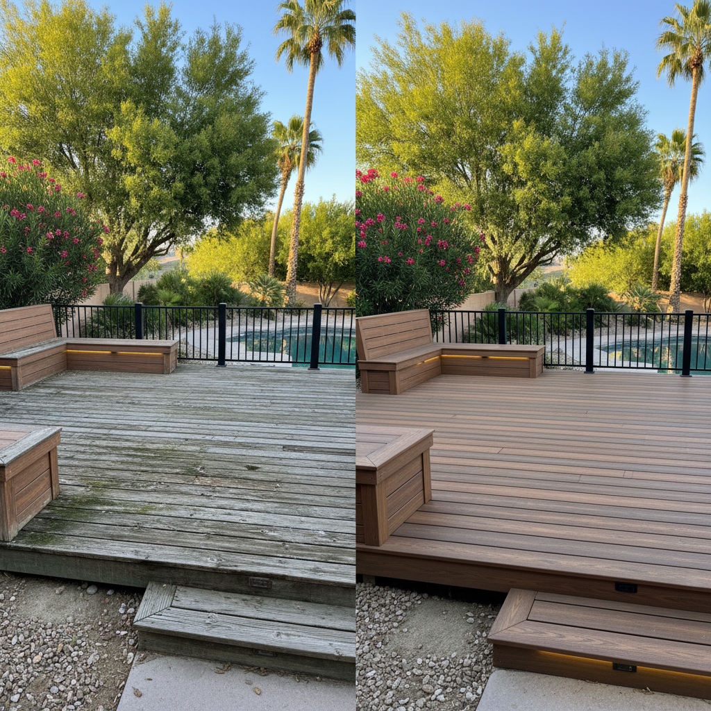 Completed composite decks work at a residential property in Las Vegas, NV