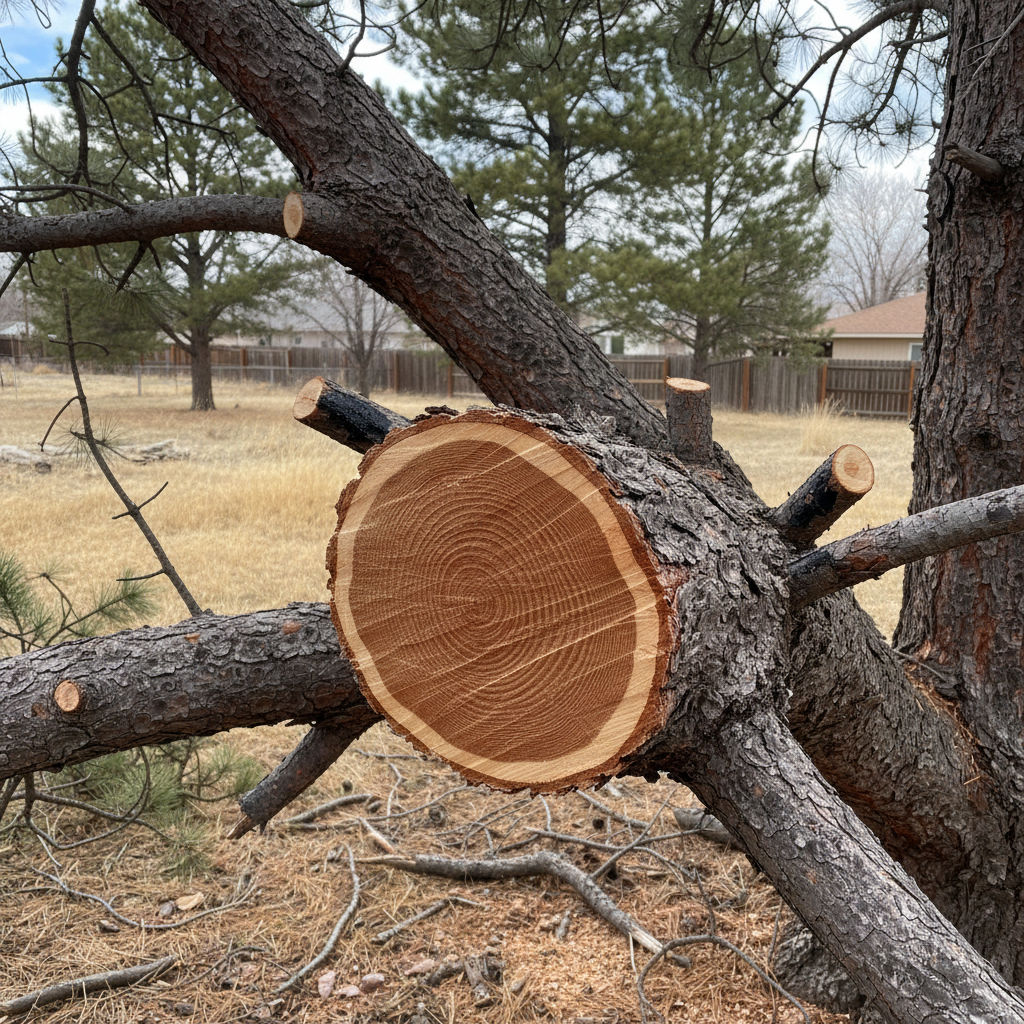 Completed tree trimming work at a residential property in Sturgis, SD