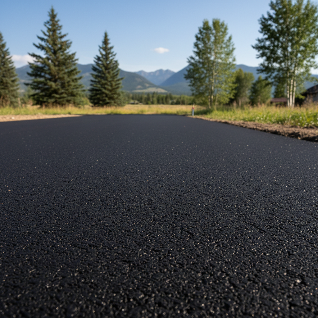 Completed asphalt paving work at a residential property in Kalispell, MT