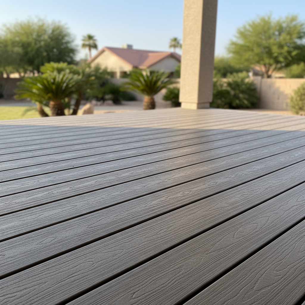 Completed trex decks work at a residential property in Peoria, AZ