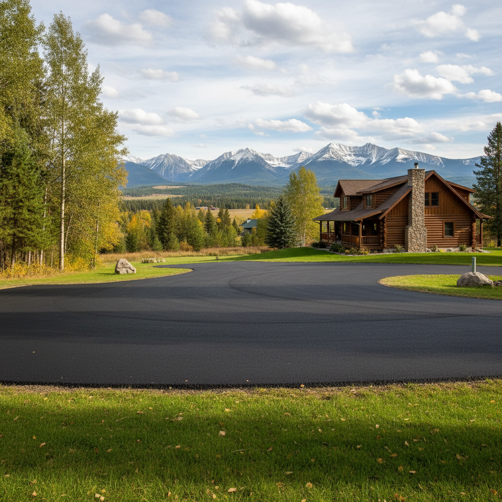 Completed parking lot paving work at a residential property in Kalispell, MT