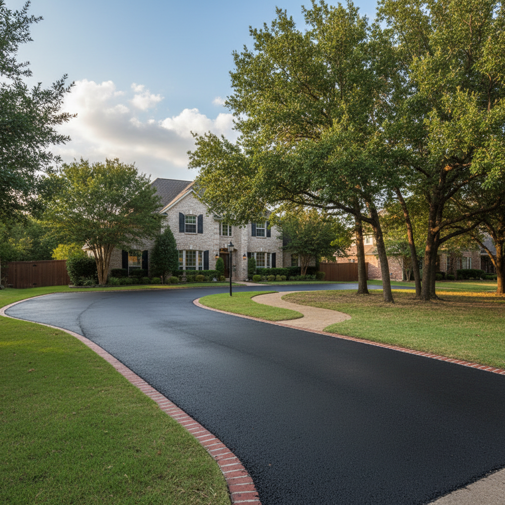 Completed asphalt paving work at a residential property in Dallas, TX