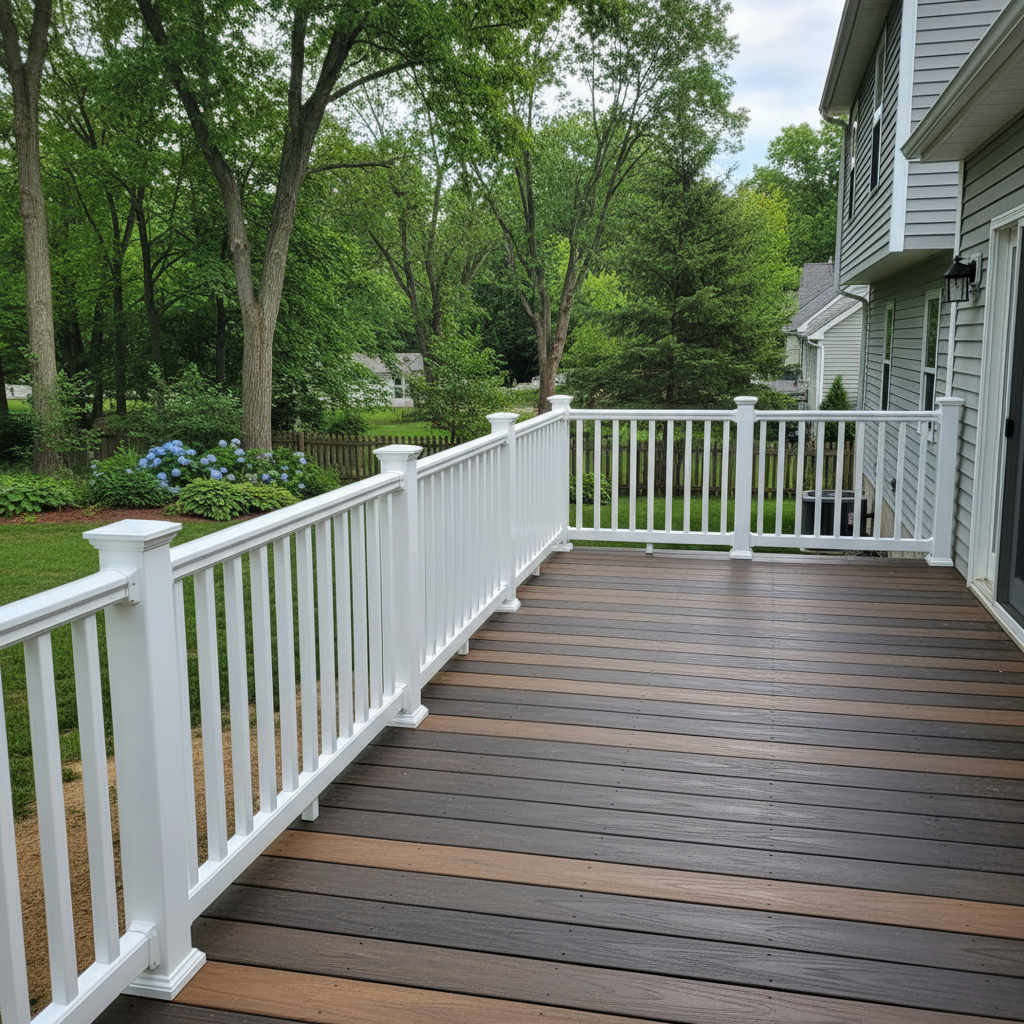 Completed deck railing installation work at a residential property in Bristol, CT