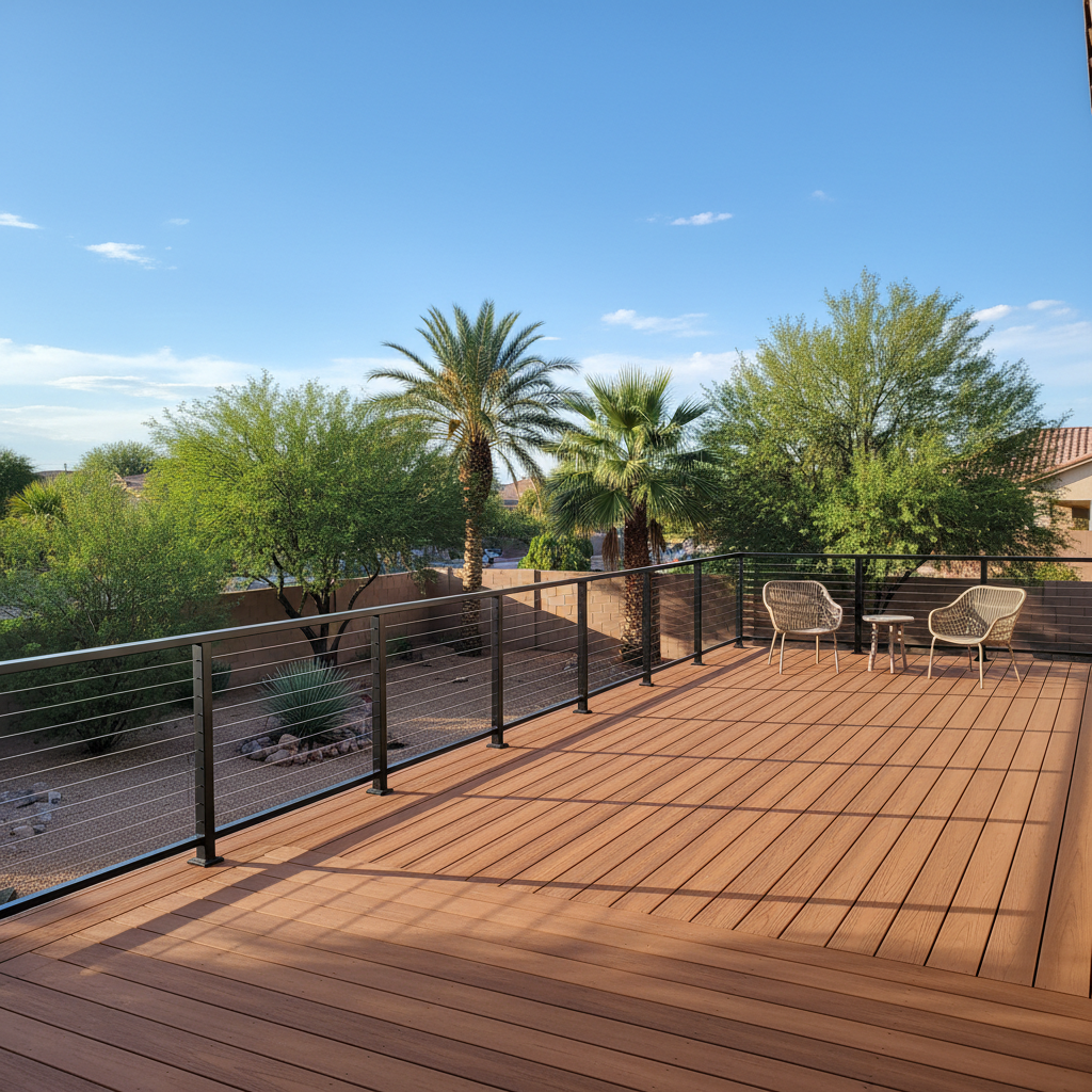 Completed deck railing installation work at a residential property in Las Vegas, NV