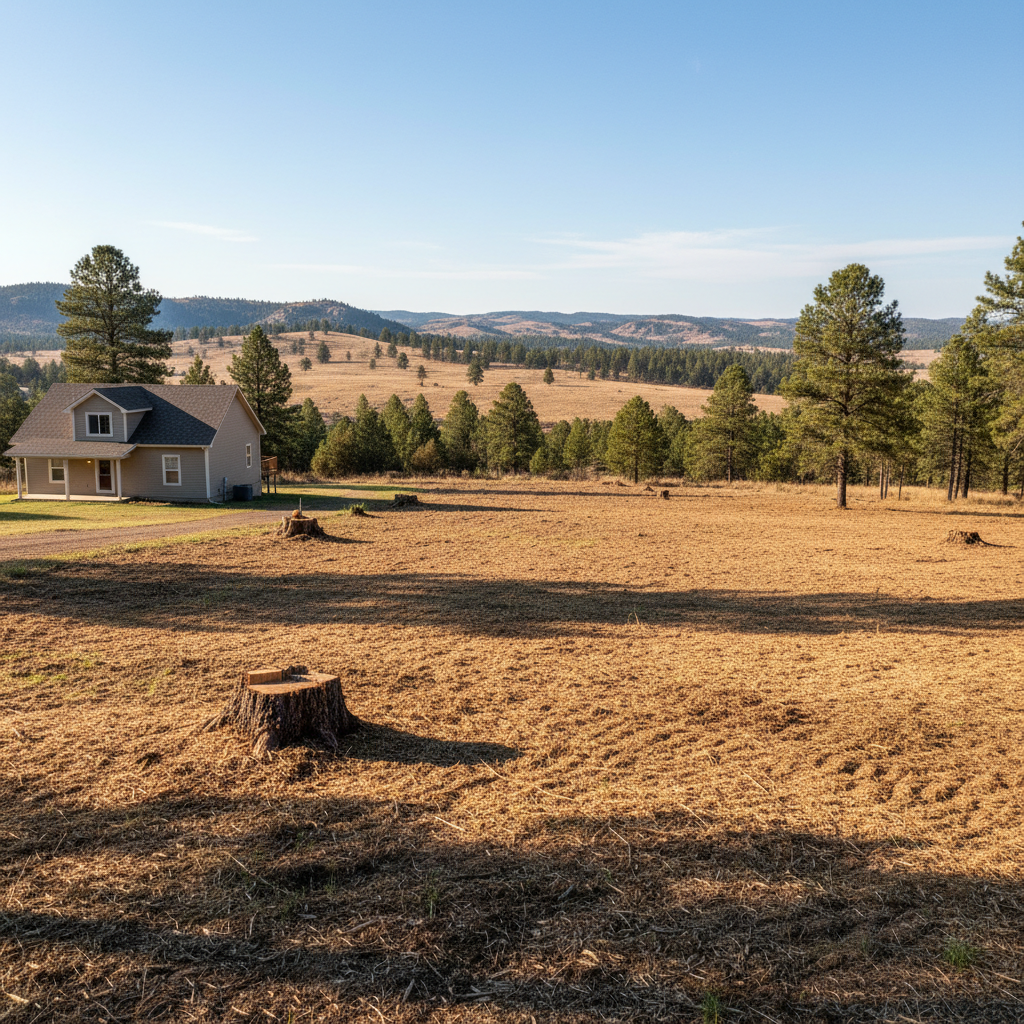 Completed lot clearing work at a residential property in Sturgis, SD