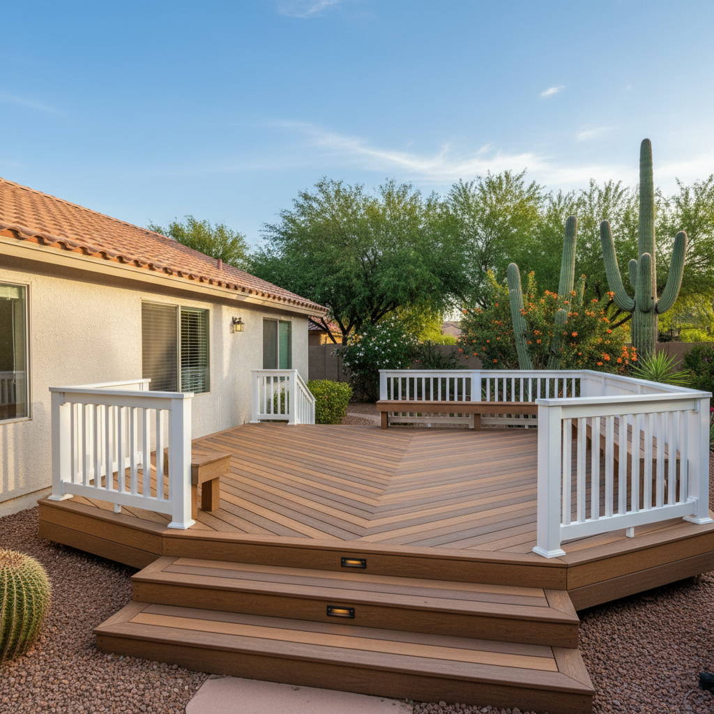 Completed composite decks work at a residential property in Peoria, AZ