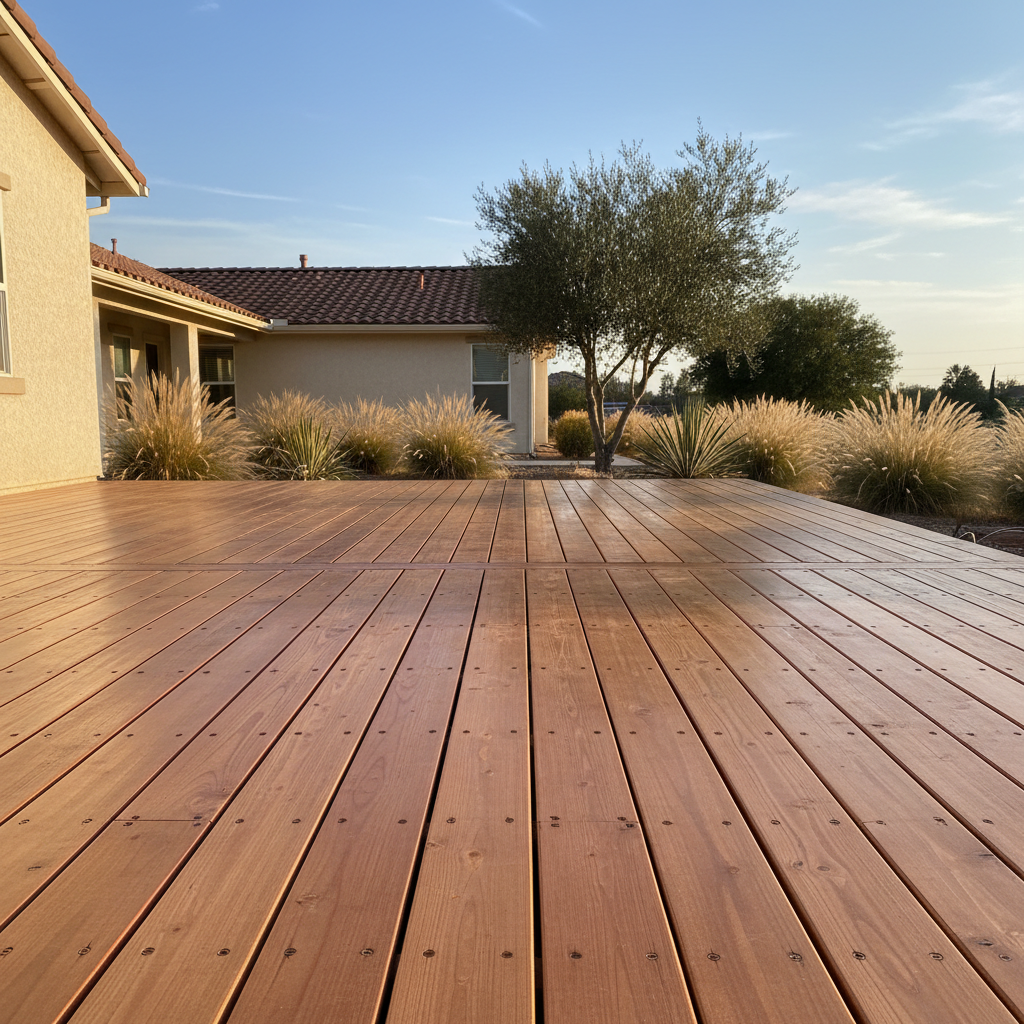 Completed deck repair work at a residential property in Fresno, CA