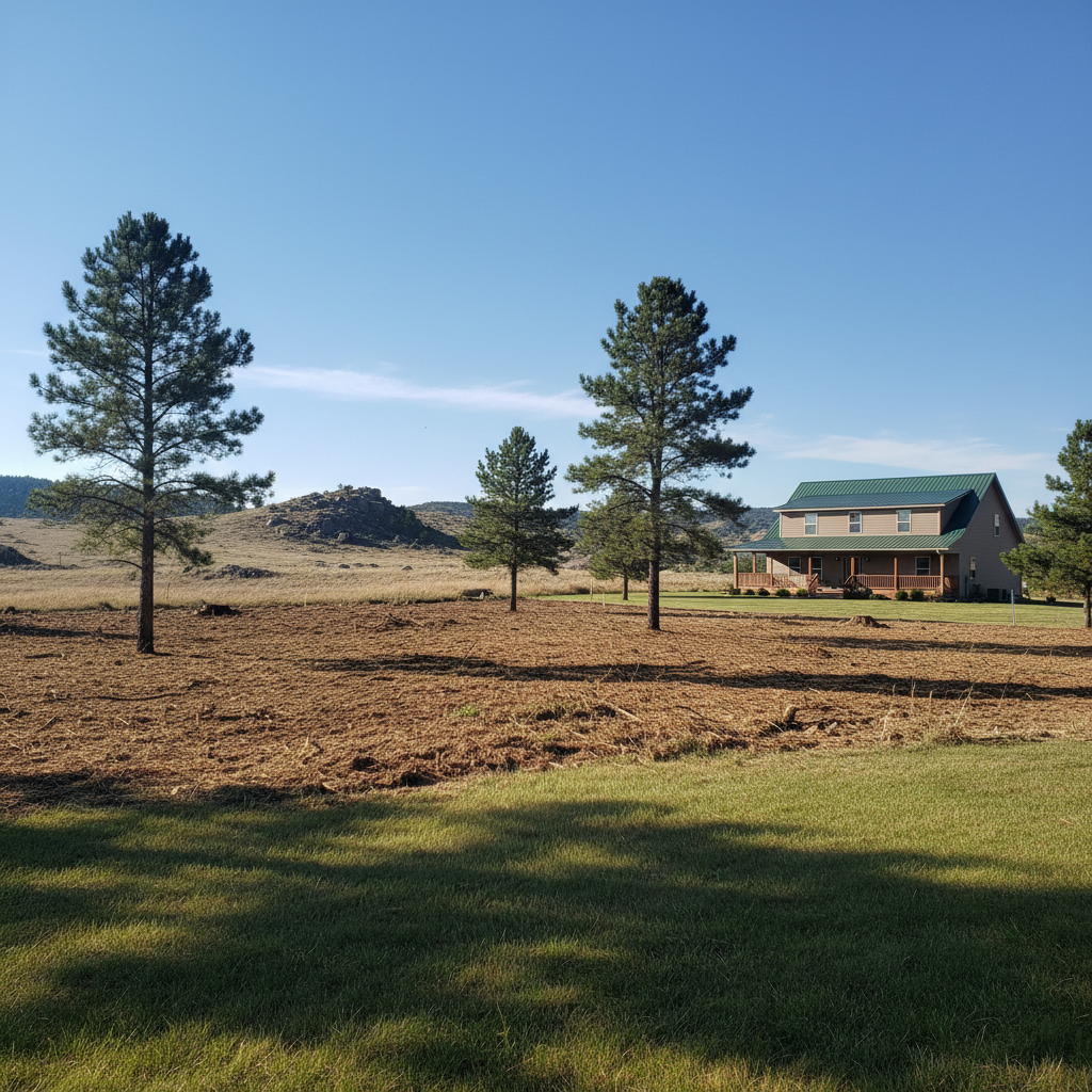 Completed lot clearing work at a residential property in Hot Springs, SD