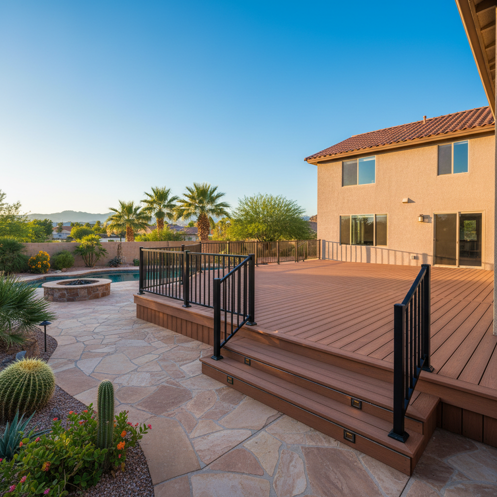 Completed composite decks work at a residential property in Las Vegas, NV