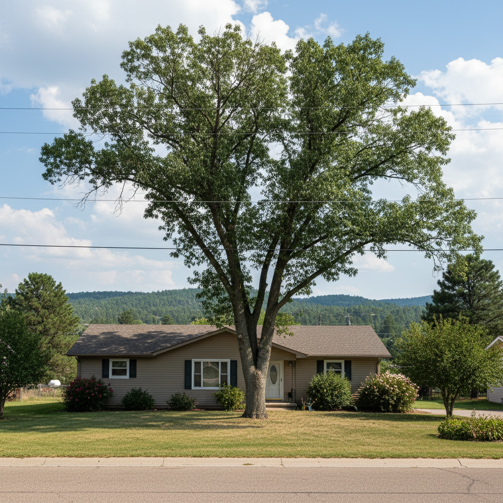 Completed tree trimming work at a residential property in Sturgis, SD