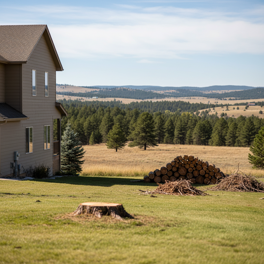Completed emergency tree removal work at a residential property in Sturgis, SD