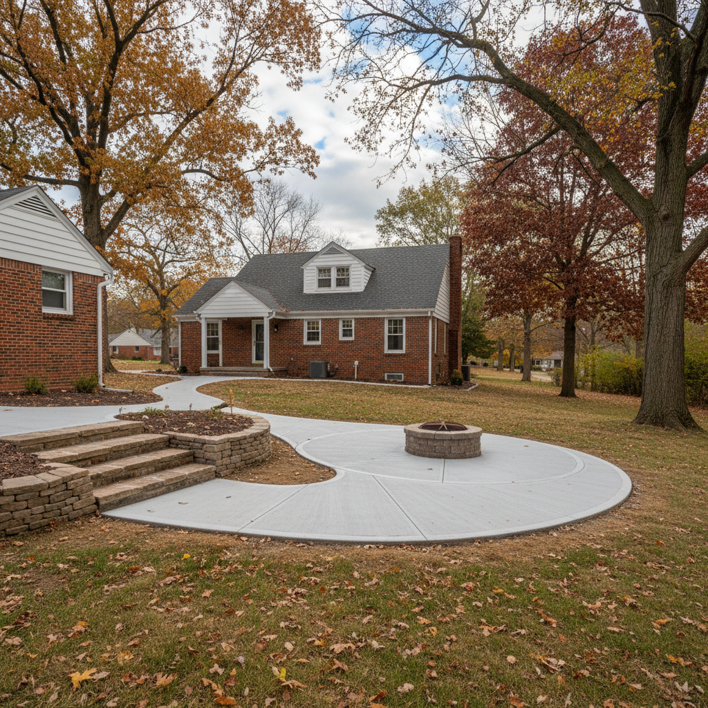 Completed concrete repair work at a residential property in Kansas City, MO
