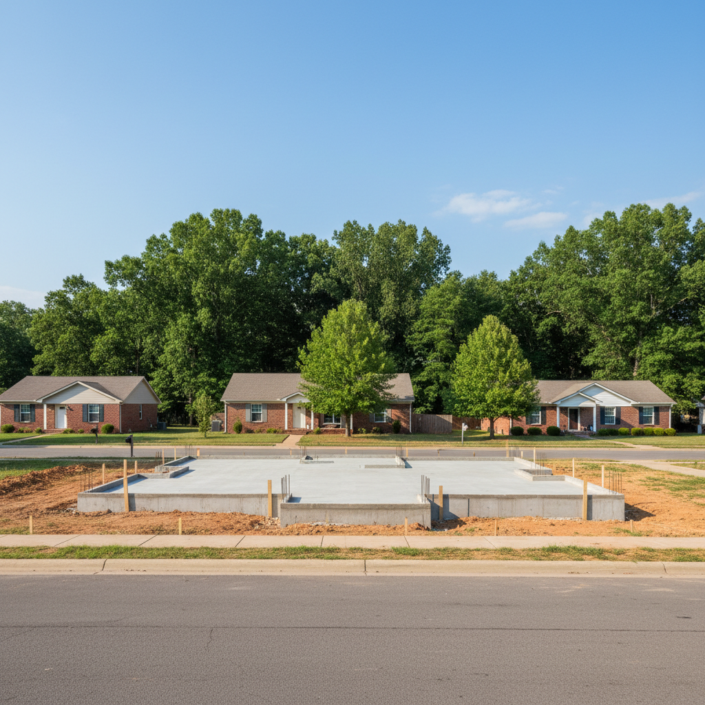 Completed concrete foundations work at a residential property in Albertville, AL