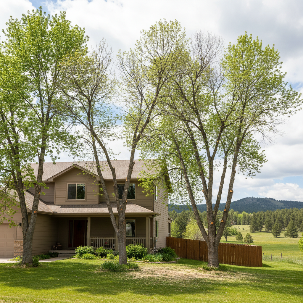 Completed tree pruning work at a residential property in Sturgis, SD
