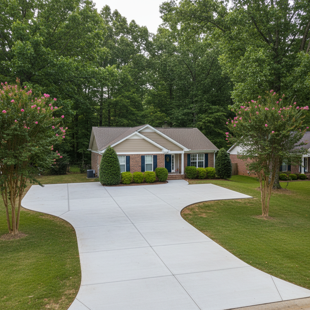 Completed concrete flatwork work at a residential property in Albertville, AL